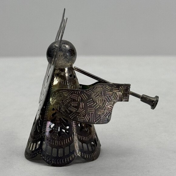 Vintage Godinger Silver Art Silverplated Angel Figurine 3.5" Trumpet Cutouts - Picture 4 of 10